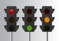 Realistic Traffic Light symbol on  transparent background. Simple road sign. Royalty Free Stock Photo